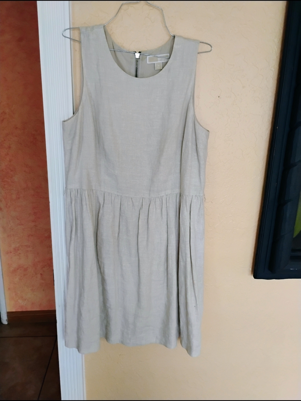 Michael Kors Sleeveless Midi Dress in Light Beige